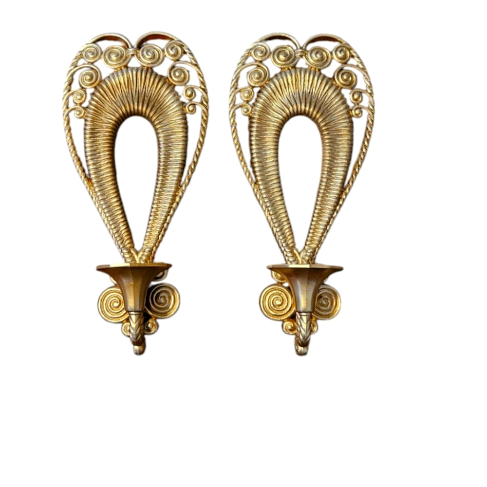 Vintage Burwood Elegant Gold Wall Sconces Candle